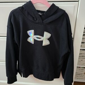 Under Armour Kids Black Hoodie with Iridescent Logo (Unisex)
